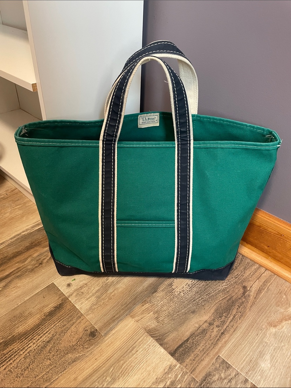 Vintage L.L. Bean 70’s/80’s Kelly Green Canvas XL Tote Bag Sawtooth Tag
